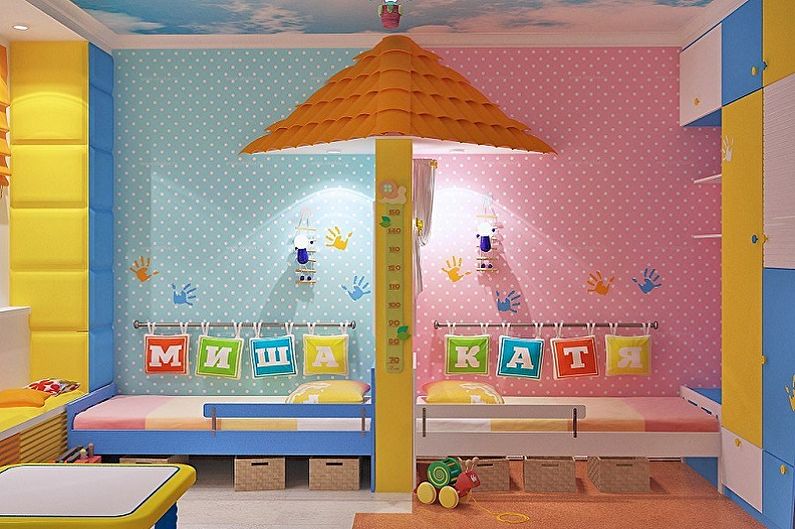 Σχεδιασμός παιδικού δωματίου για αγόρι και κορίτσι - Ζώνη