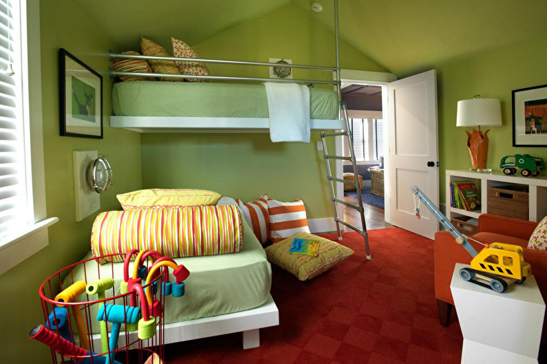 Zelena otroška soba - notranje oblikovanje
