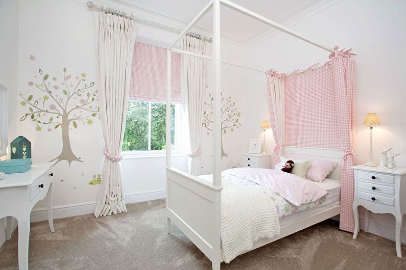 Λευκό παιδικό δωμάτιο για ένα κορίτσι - Εσωτερική διακόσμηση
