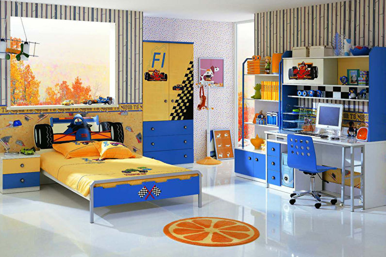 Proiectarea unei camere pentru copii pentru un băiat într-un stil modern