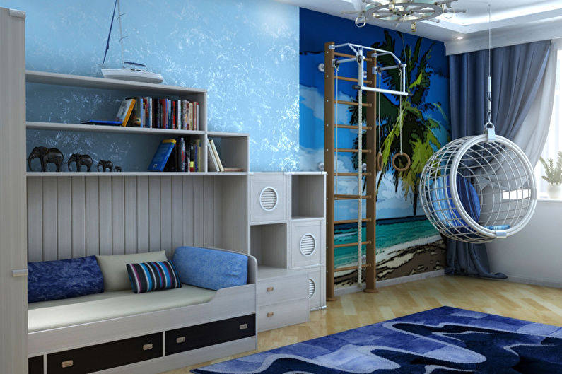 Grădiniță albastră pentru un băiat - Design interior