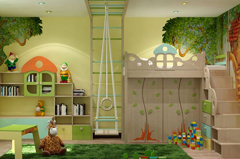 Zielony pokój dziecięcy dla chłopca - Projektowanie wnętrz