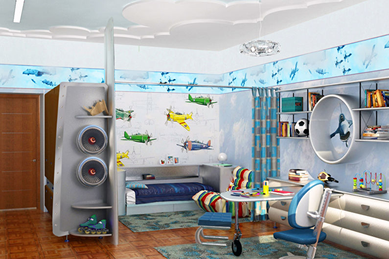 Projekt wnętrza pokoju dziecięcego dla chłopca - zdjęcie