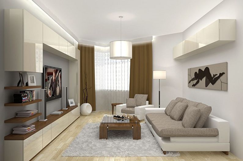 Sala de estar 12 m² no estilo do minimalismo - design de interiores