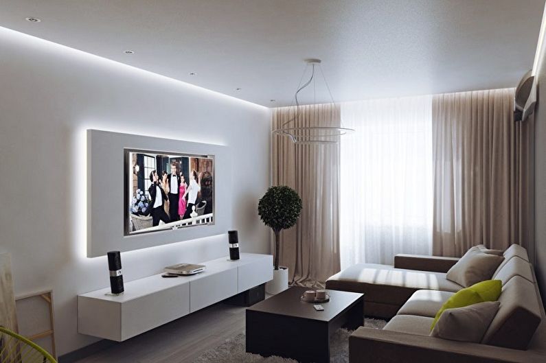 Vardagsrum 12 kvm i stil med minimalism - Inredning