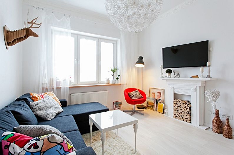 Sala de estar 12 m² em estilo escandinavo - design de interiores