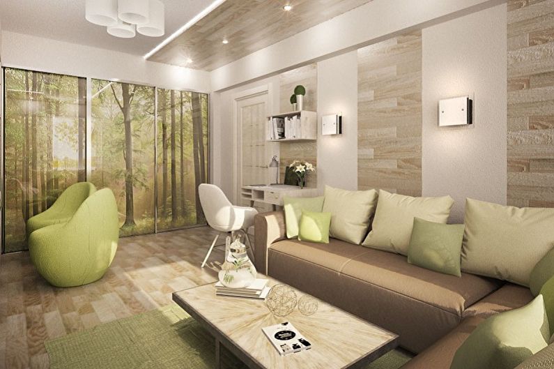 Sala de estar 12 m² em estilo eco - design de interiores