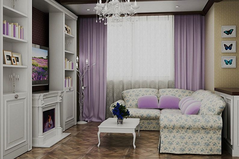 Design de interiores da sala de estar 12 m². - Foto