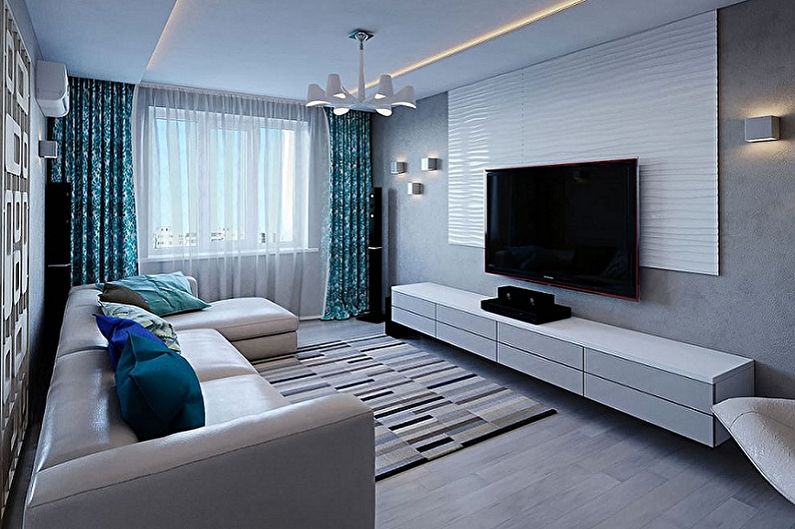 Design de interiores da sala de estar 12 m². - Foto