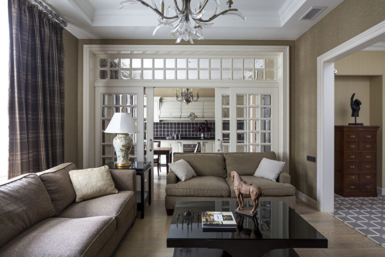 Sala de estar com 15 m² no estilo dos clássicos modernos - design de interiores