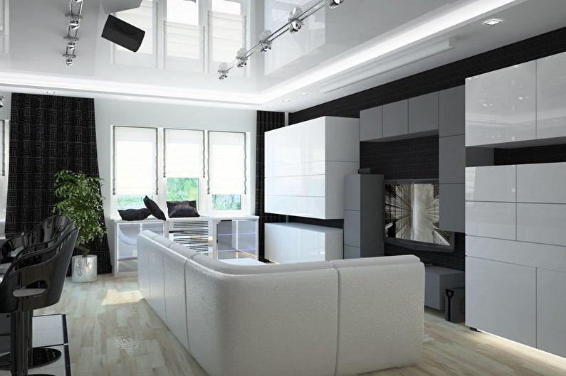 Sala de estar 15 m² em estilo de alta tecnologia - design de interiores
