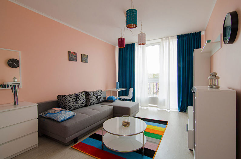 Sala de estar 16 m² no estilo do minimalismo - design de interiores