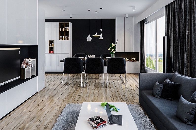 Dizajn obývačky 16 m2 - Kontrastné kombinácie