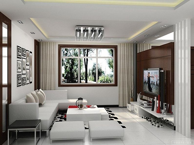 Dizajn obývačky 16 m2 - Kontrastné kombinácie