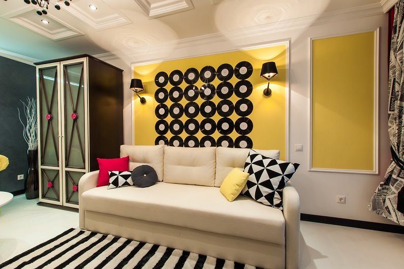 Sala de estar 16 m² no estilo da pop art - design de interiores
