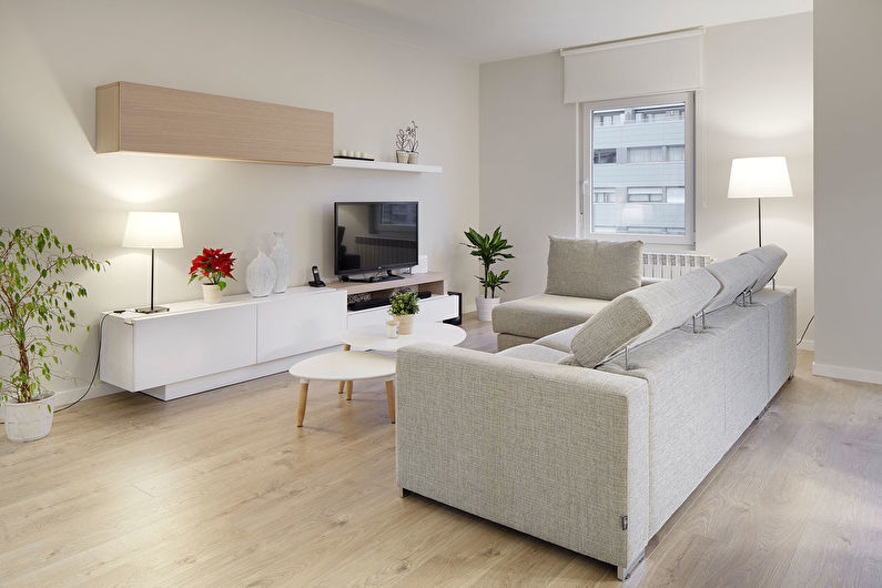 Dizajn obývačky 17 m2 - povrchová úprava podláh