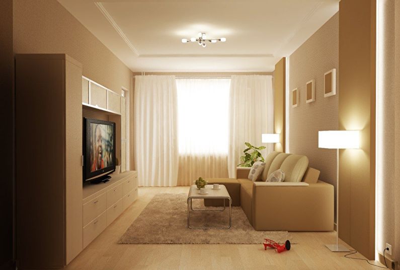 Diseño de sala de estar 18 metros cuadrados. - iluminación e iluminación