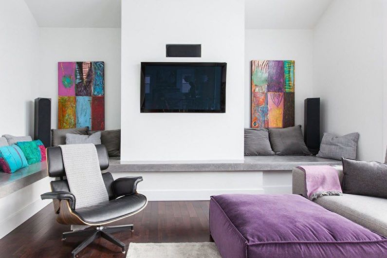 Design de interiores da sala de estar 20 m². - Foto