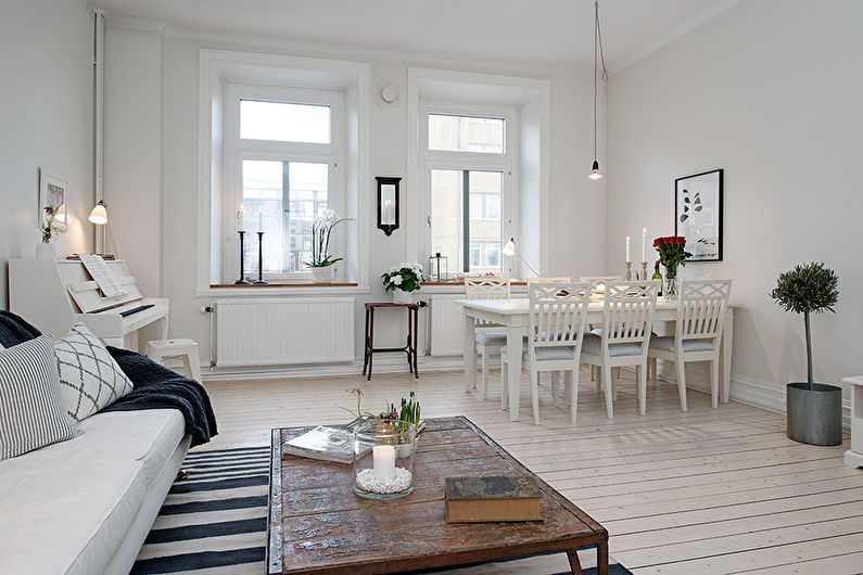 Design de interiores da sala de estar com 20 m². - Foto