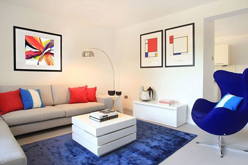 Projeto da sala de estar com 20 m². em um estilo moderno