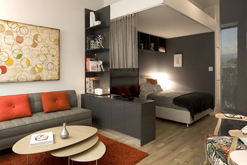 Spálňa -obývacia izba v modernom štýle - interiérový dizajn