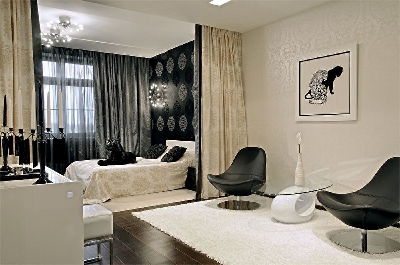 Spálňa -obývacia izba v klasickom štýle - interiérový dizajn
