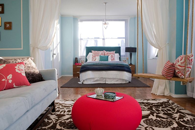 Diseño de sala de estar de dormitorio: paleta de contraste