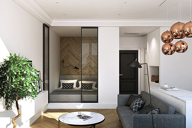 Diseño de sala de estar de dormitorio - Tonos neutros