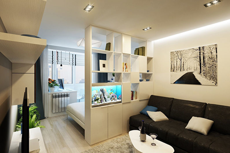 Malá obývacia izba Spálňa - interiérový dizajn