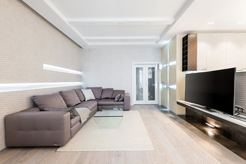 Design de sala de estar no estilo minimalista - decoração de parede