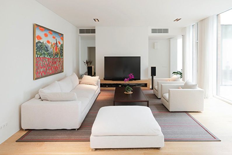 Design de sala de estar no estilo minimalista - decoração de parede