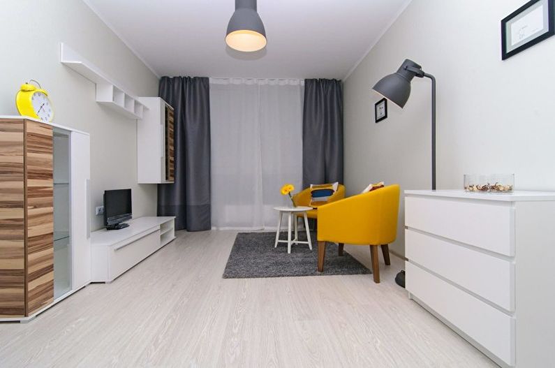Proiectarea camerei de zi în stilul minimalismului - Decorarea tavanului