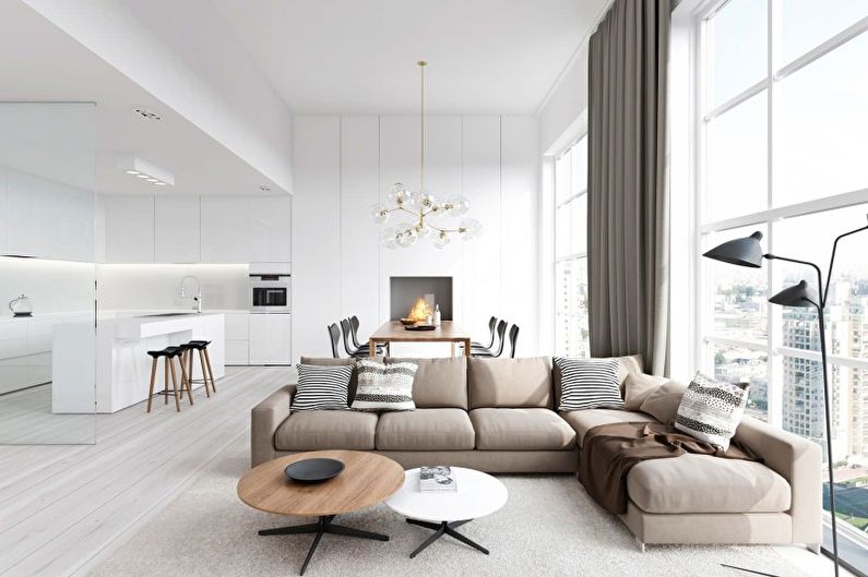 Oblikovanje dnevne sobe v slogu minimalizma - Lastnosti