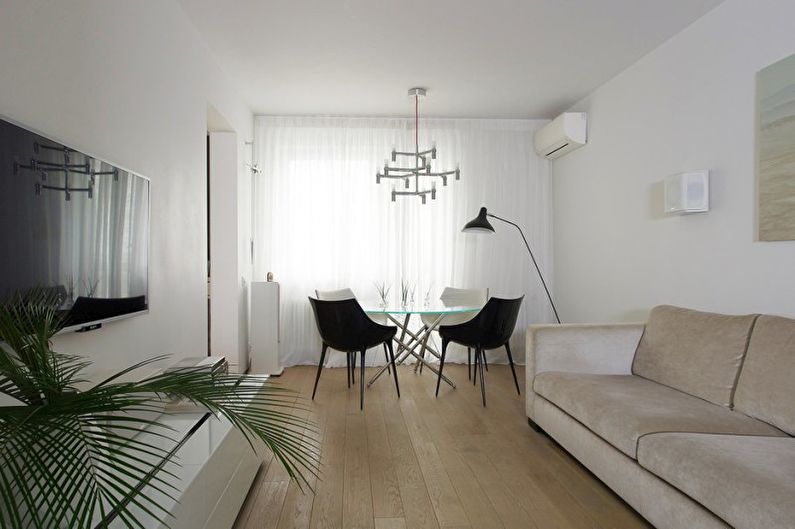 Projekt wnętrza salonu w stylu minimalizmu - zdjęcie