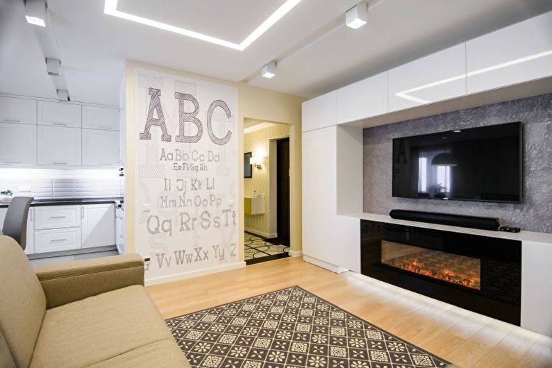 Notranjost dnevne sobe v slogu minimalizma - fotografija