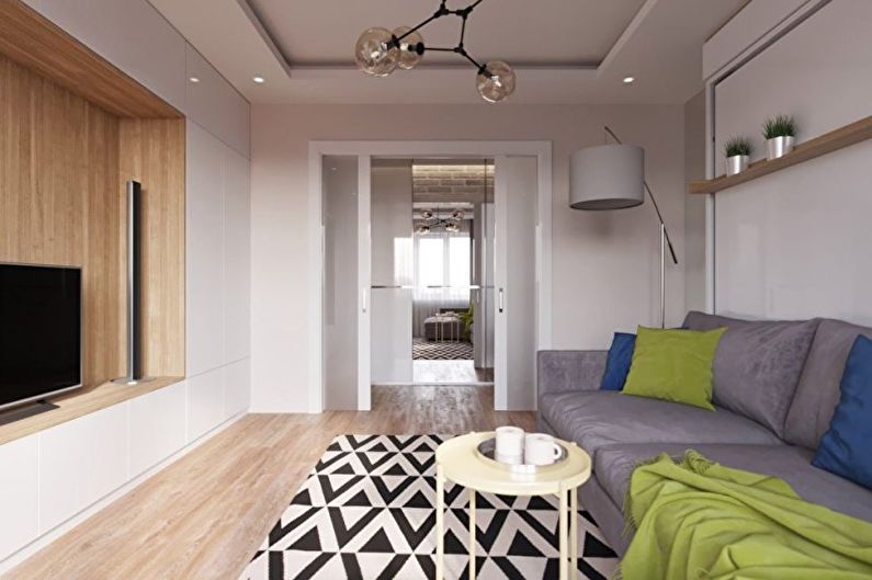 Notranjost dnevne sobe v slogu minimalizma - fotografija