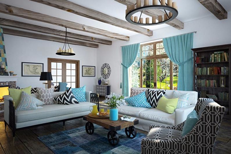 Etnisk stil Country House Living Room - Interiørdesign