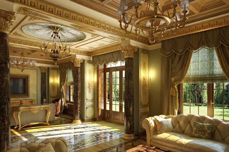 Camera de zi într-o casă de țară în stil clasic - Design interior