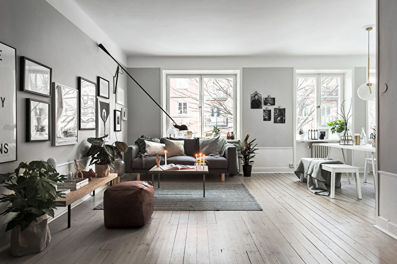 Design de sala de estar em estilo escandinavo
