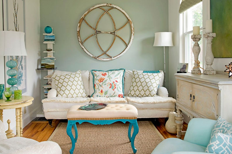 Dizajn obývačky - pastelové farby