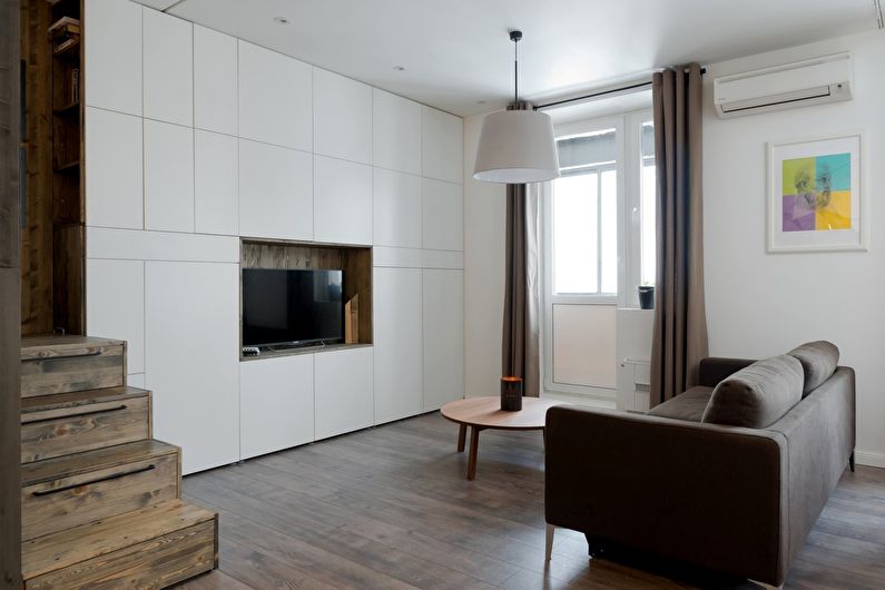 Design de sala de estar no estilo minimalista