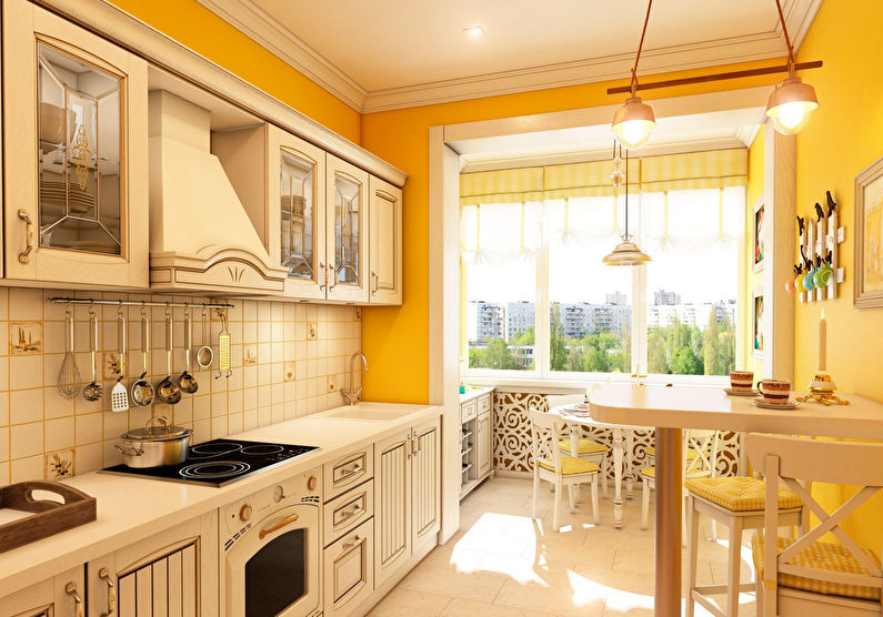 Oransje kjøkkendesign i Provence -stil