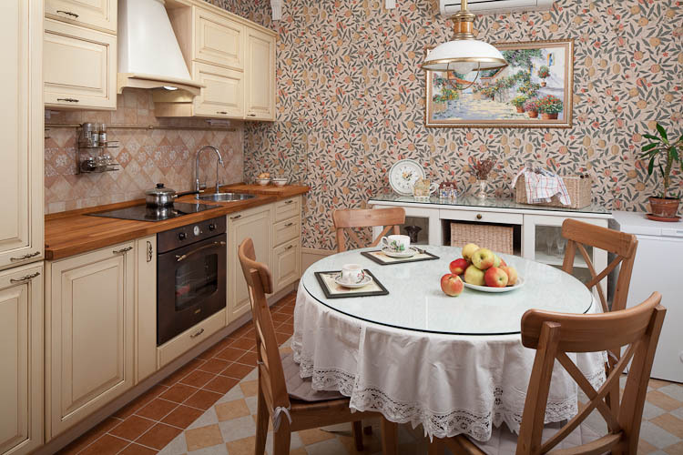 Bakgrunn til kjøkkenet i stil med Provence