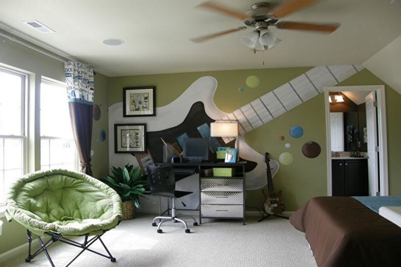 Εσωτερικός σχεδιασμός ενός δωματίου για ένα έφηβο αγόρι - φωτογραφία
