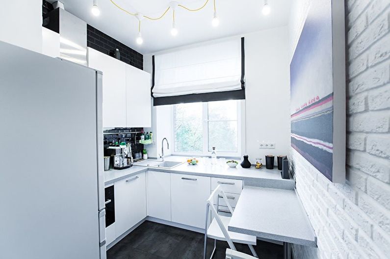 Cozinha branca de 10 m². - Design de interiores