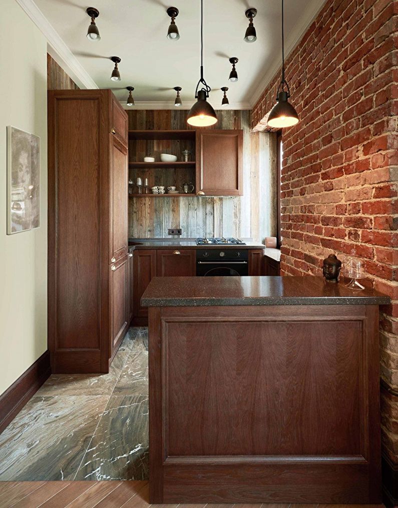 Cozinha marrom 10 m² - Design de interiores