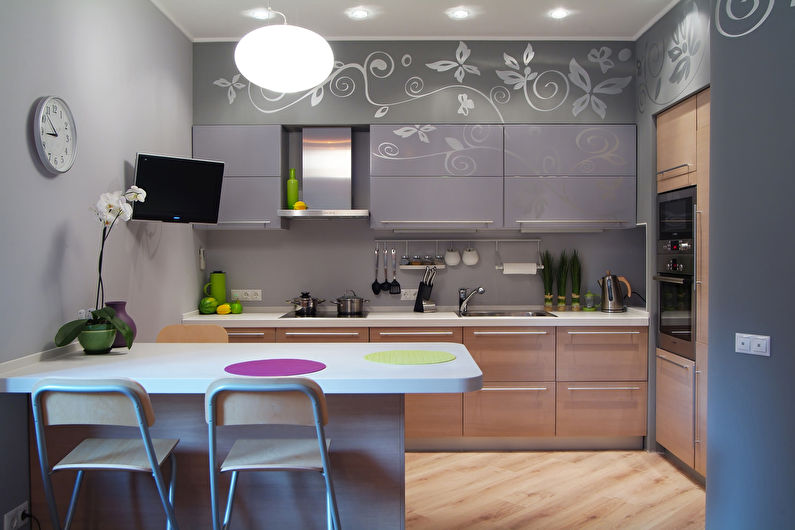 Bucătărie gri 10 mp - Design interior