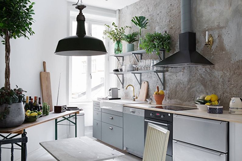 Siva kuhinja 10 m2 - Notranje oblikovanje