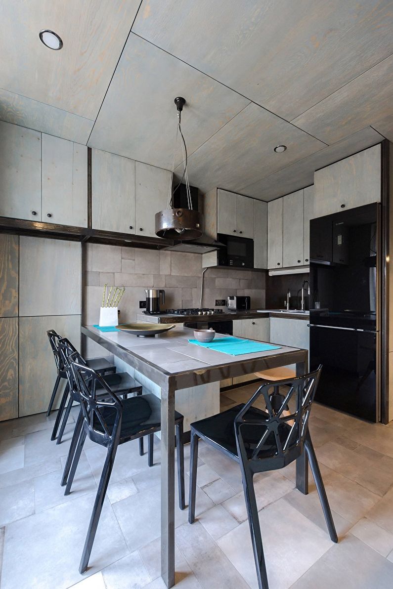 Bucătărie gri 10 mp - Design interior
