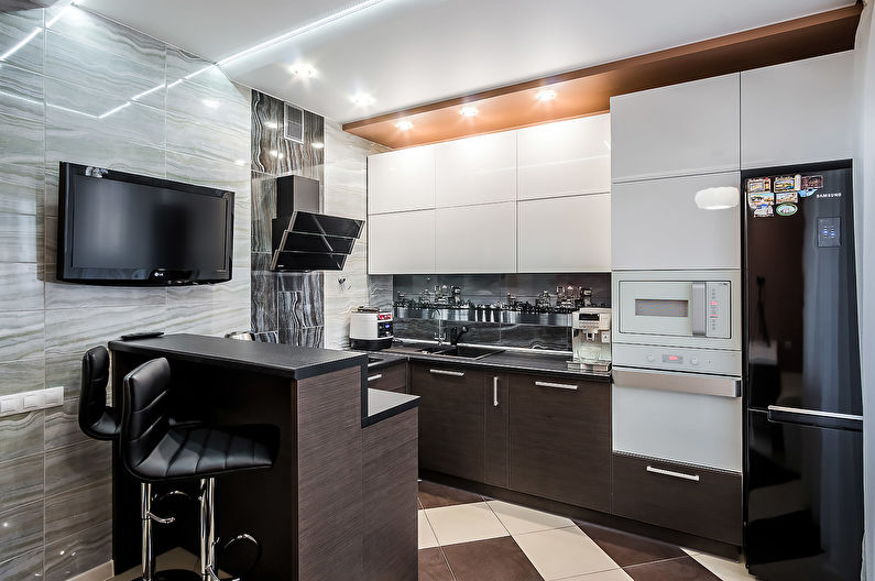 Bucătărie 10 mp într-un stil modern - Design interior